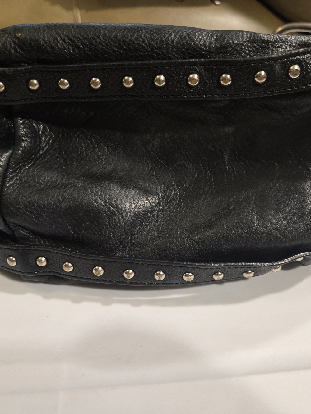 Kenneth Cole Black Leather Studded Small Hobo - Picture 2 of 5